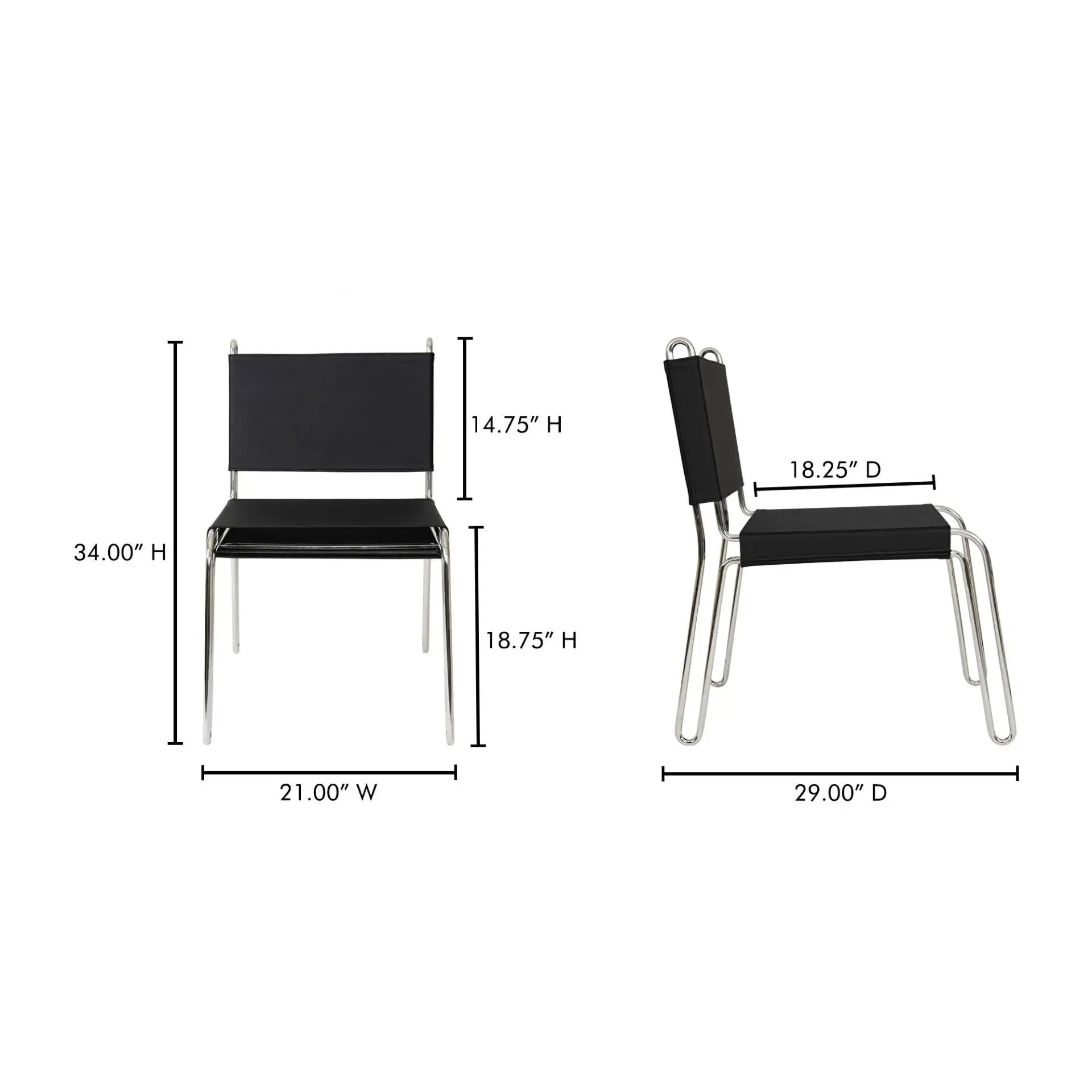 Moe's Home Collection Petra Black Leather Accent Chair - Image 11