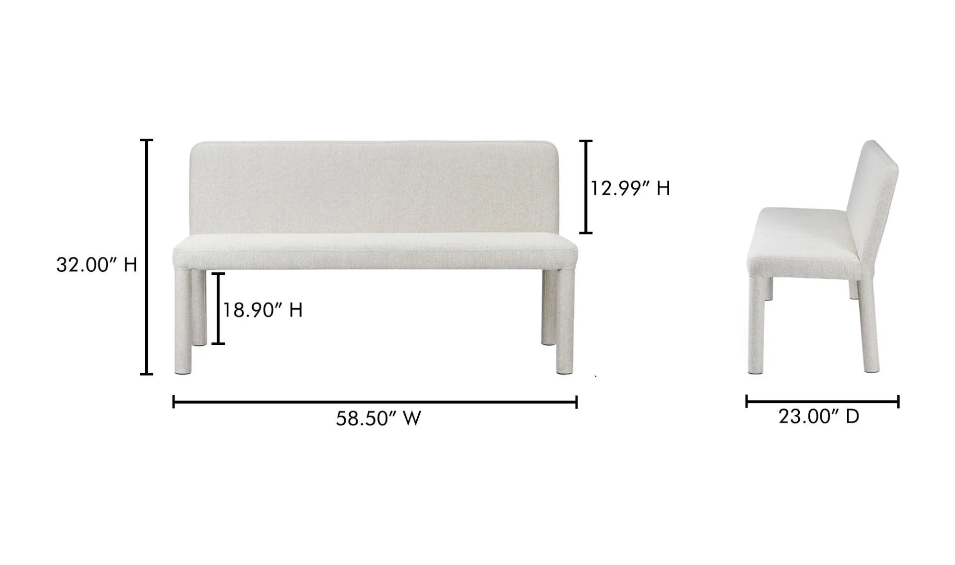 Moe's Home Place Dining Banquette Light Grey - Image 9