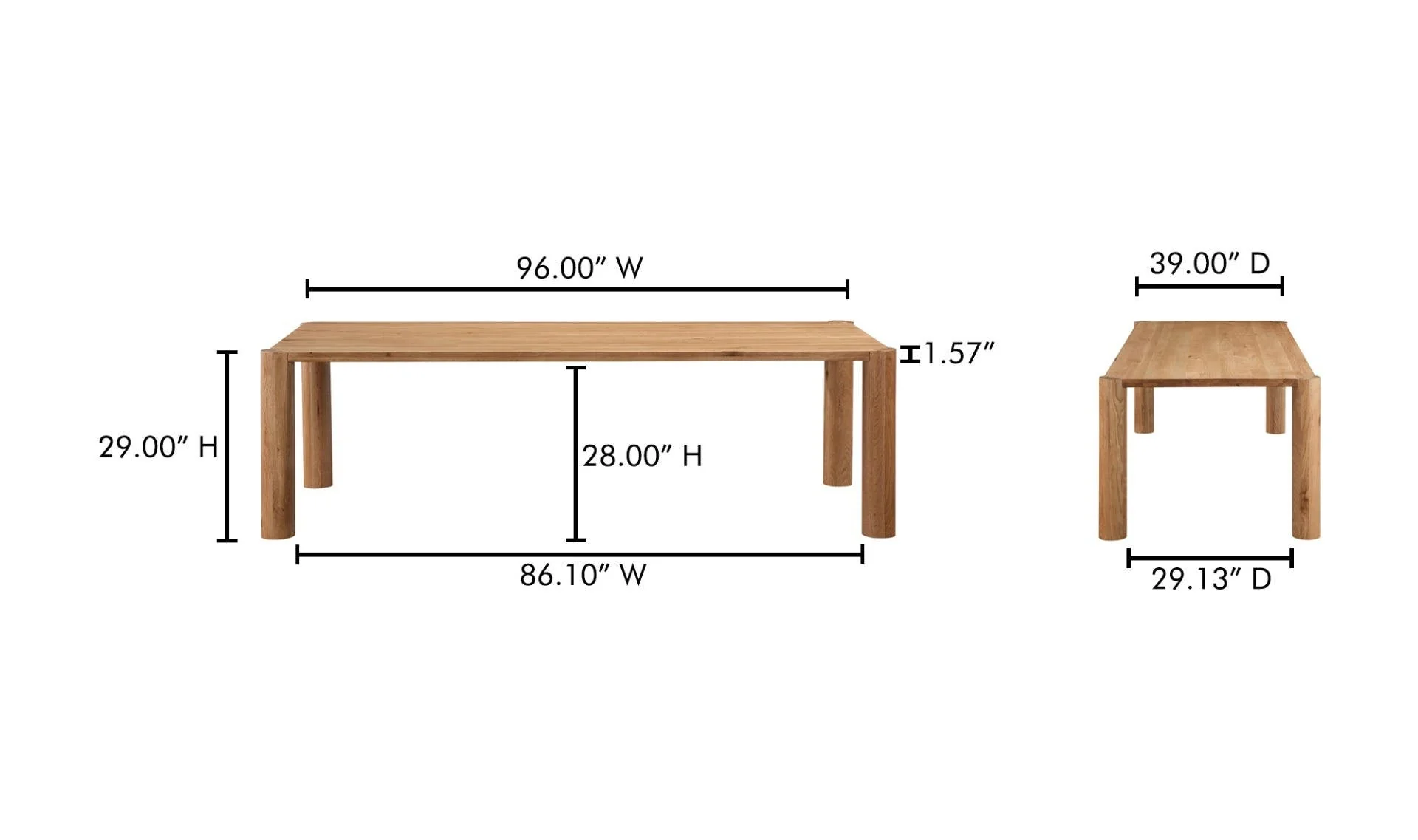 Moe's Home Post Large Table Large Natural Oak - Image 10