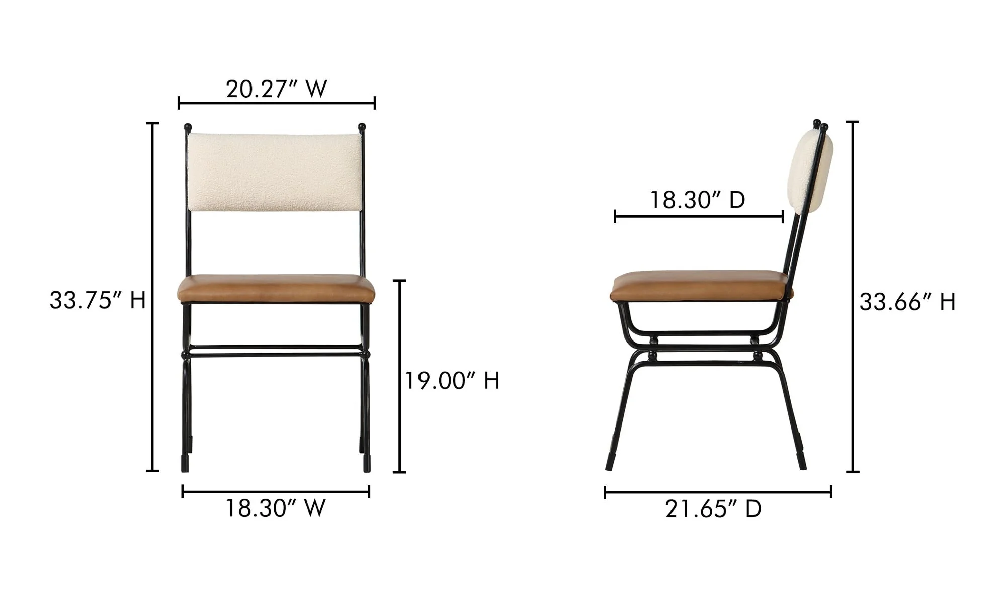 Moe's Home Posta Dining Chair Brown Leather - Image 10