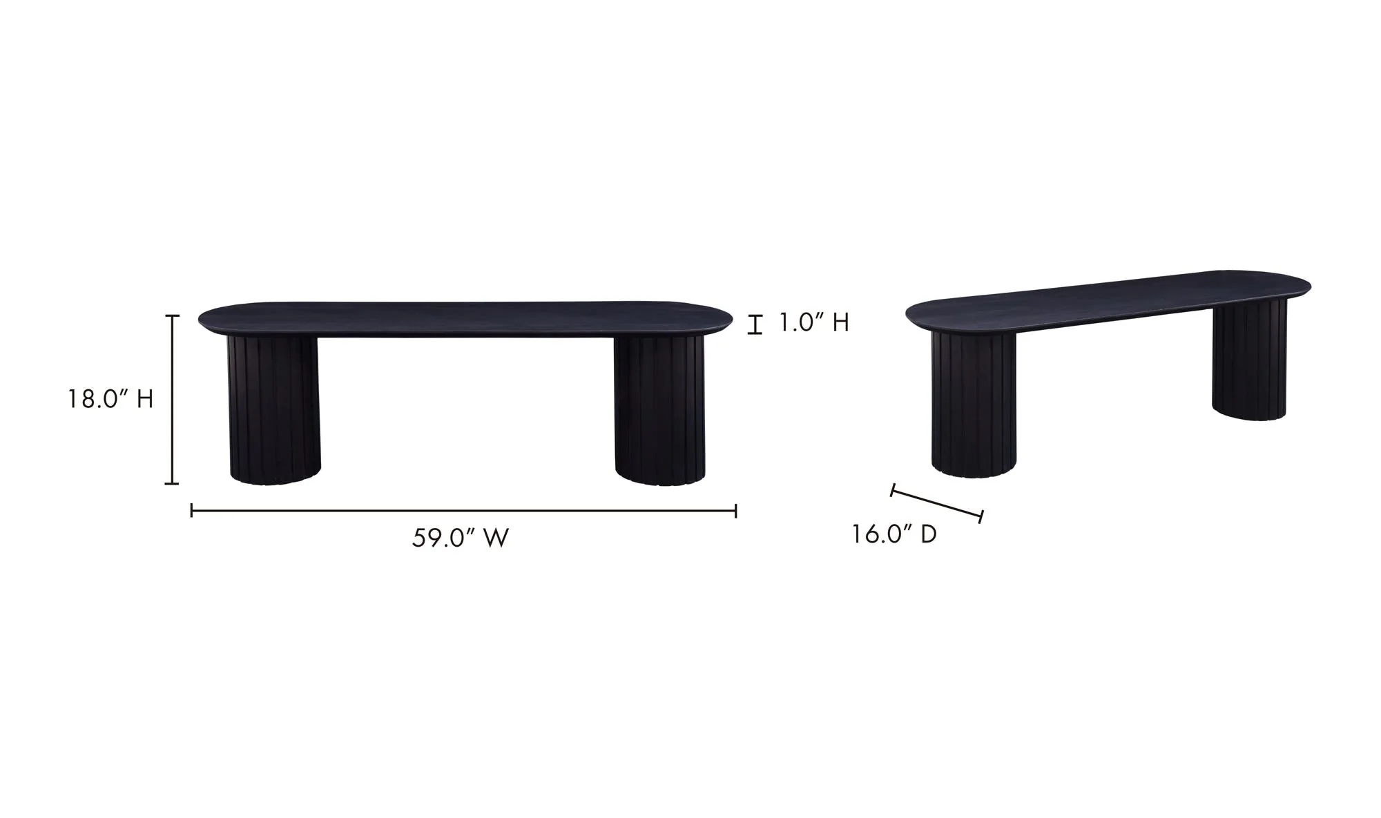 Moe's Home Povera Dining Bench Black - Image 6