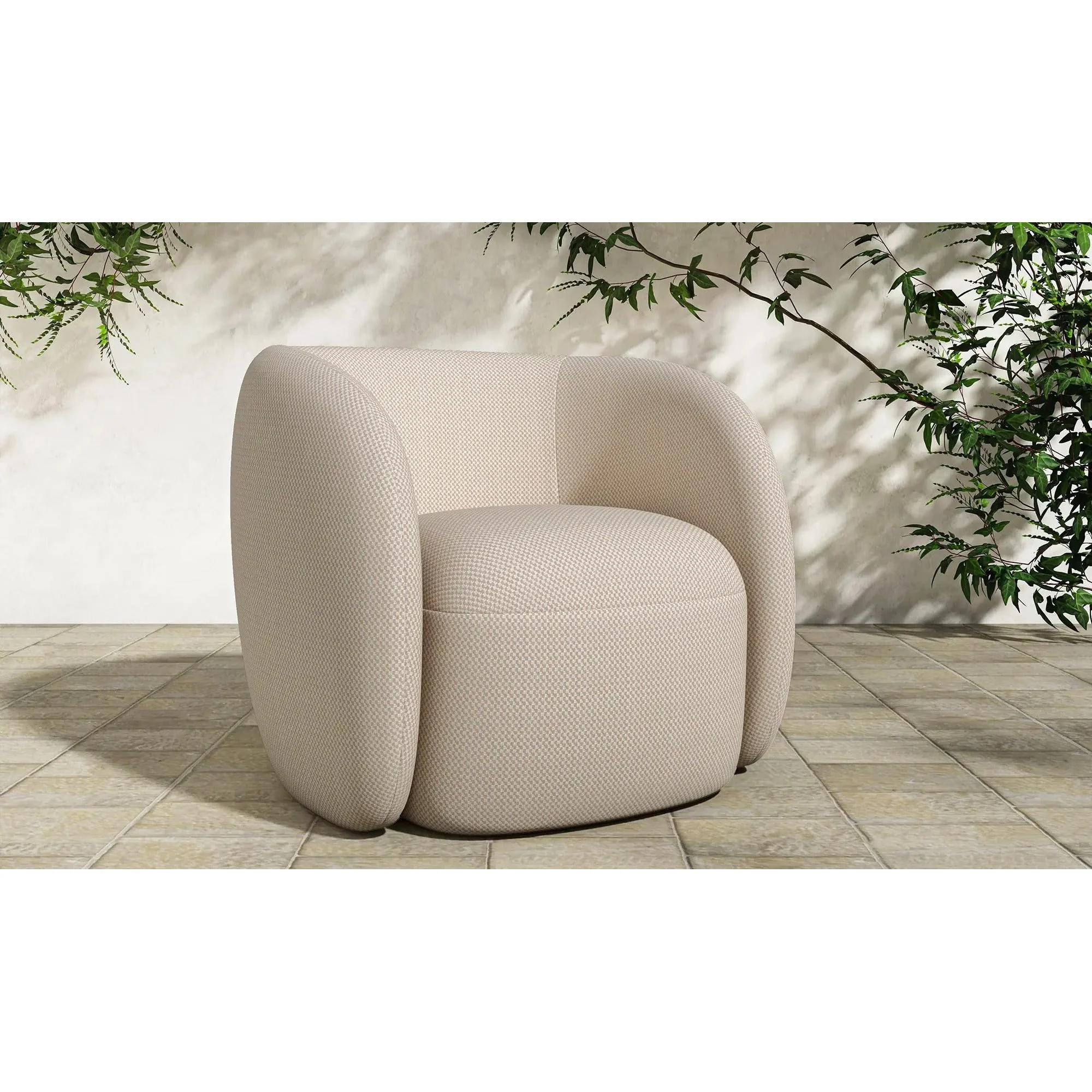 Moe's Home Collection Rae Outdoor Beige Check Accent Chair - Image 2