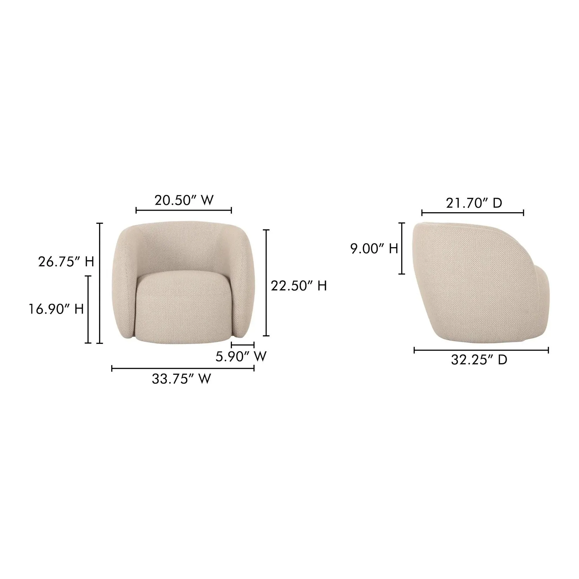 Moe's Home Collection Rae Outdoor Beige Check Accent Chair - Image 9