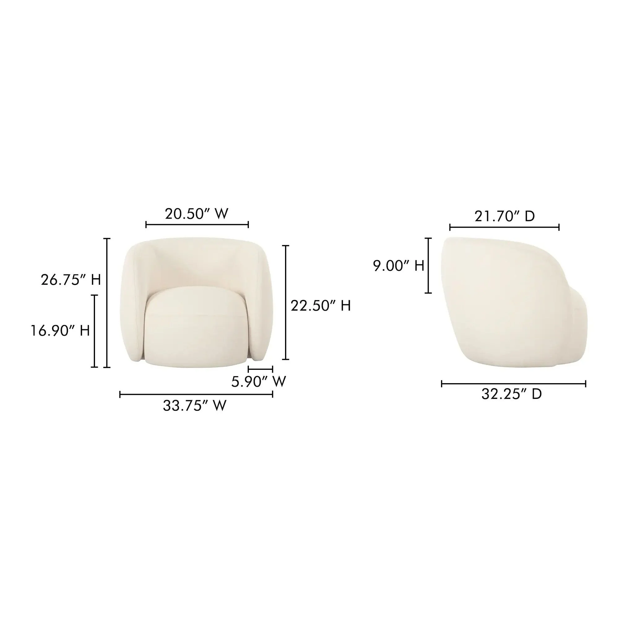 Moe's Home Collection Rae Cream Outdoor Accent Chair - Image 9