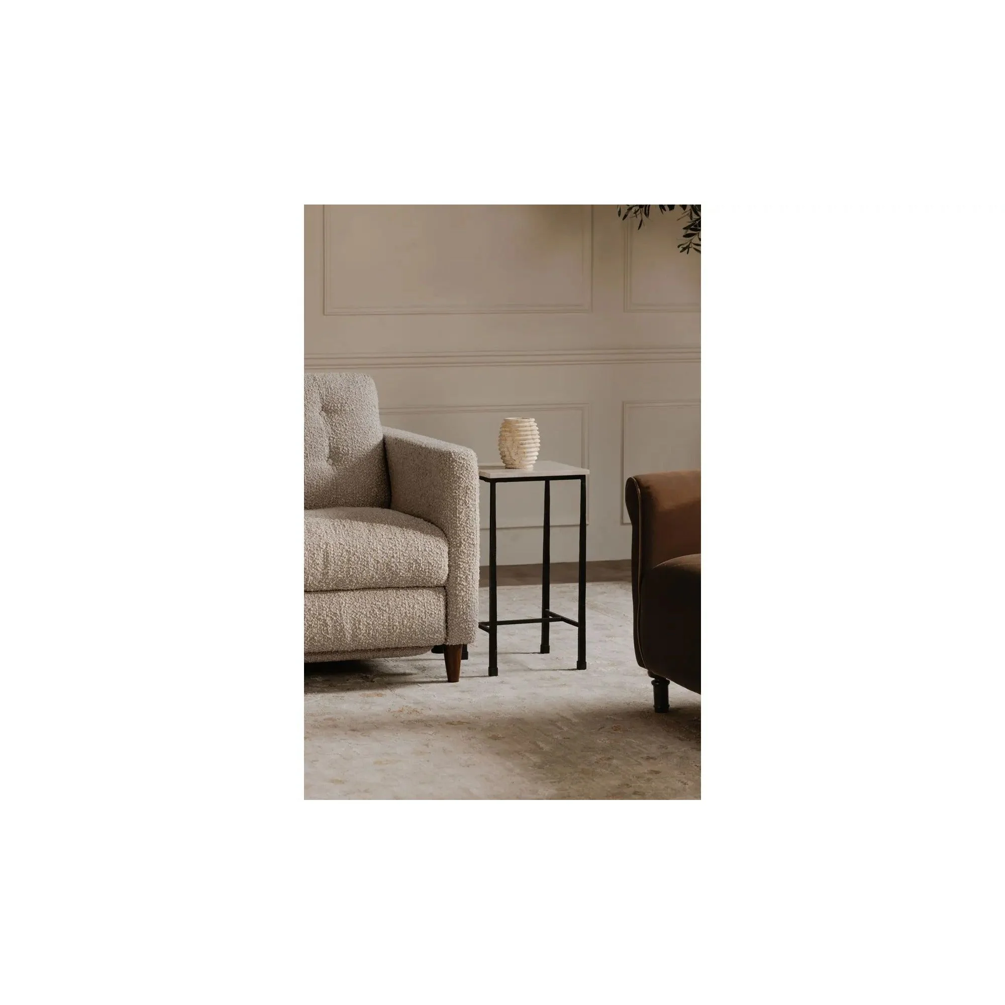 Moe's Home Collection River Botticino Marble Side Table - Image 3