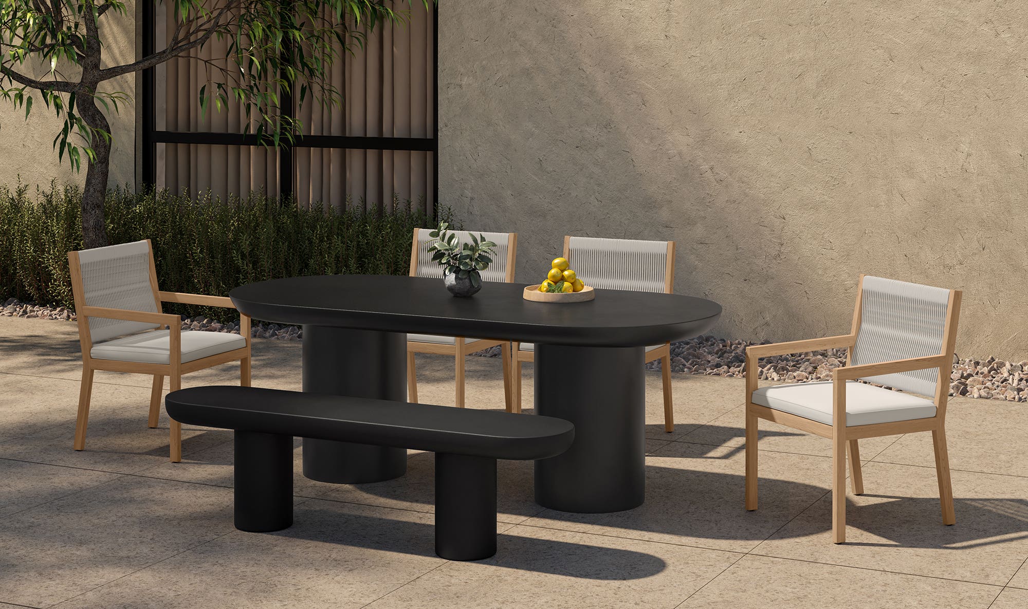 Moe's Home Rocca Bench Black - Image 2