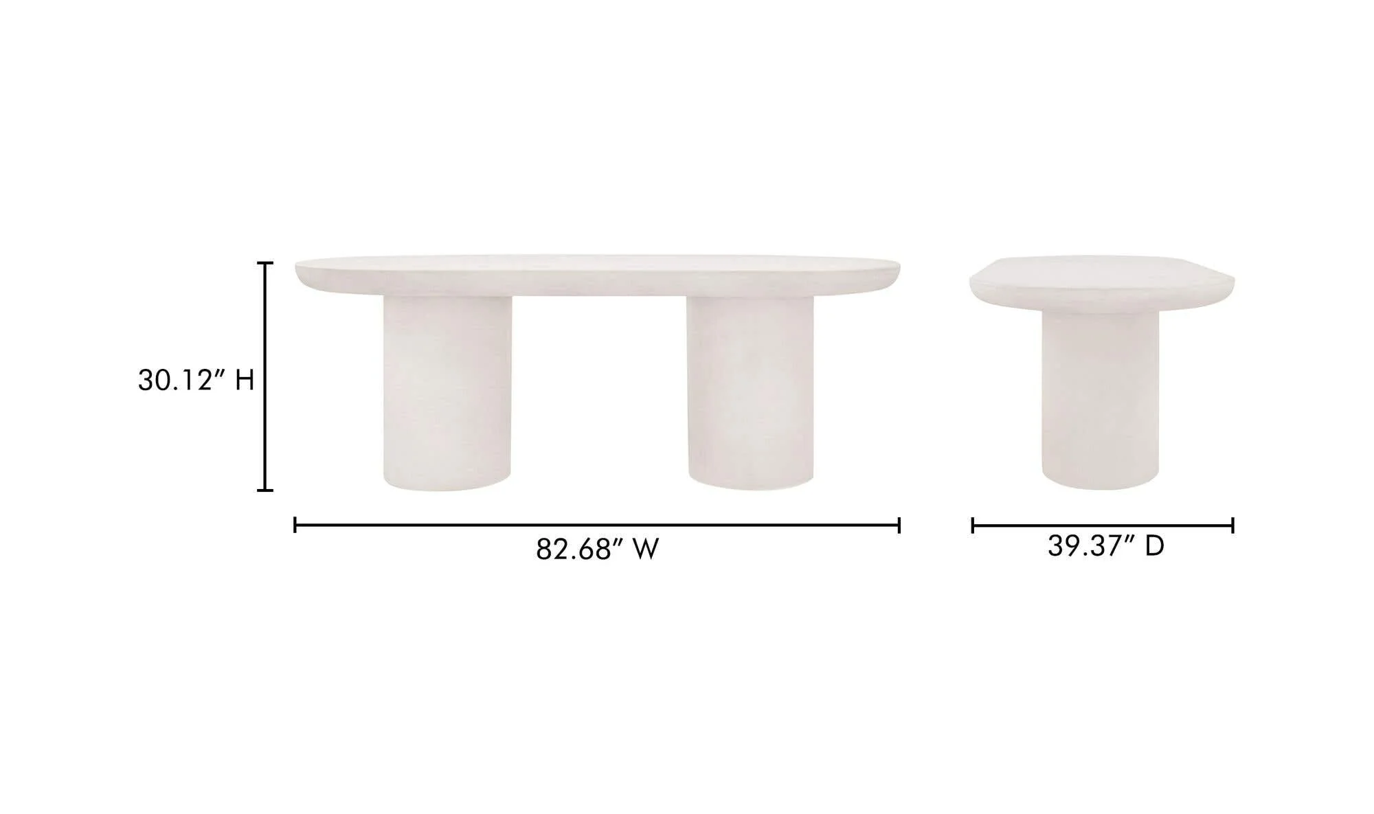 Moe's Home Rocca Dining Table Cream - Image 12