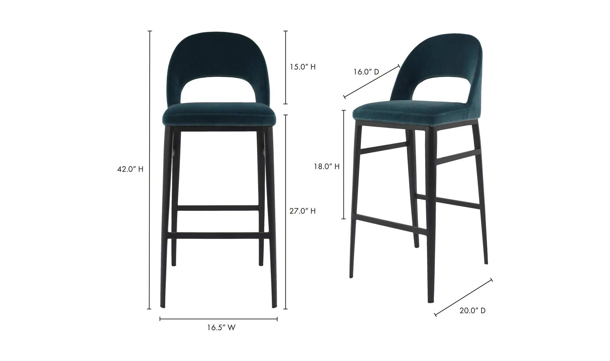 Moe's Home Roger Bar Stool Teal - Image 7