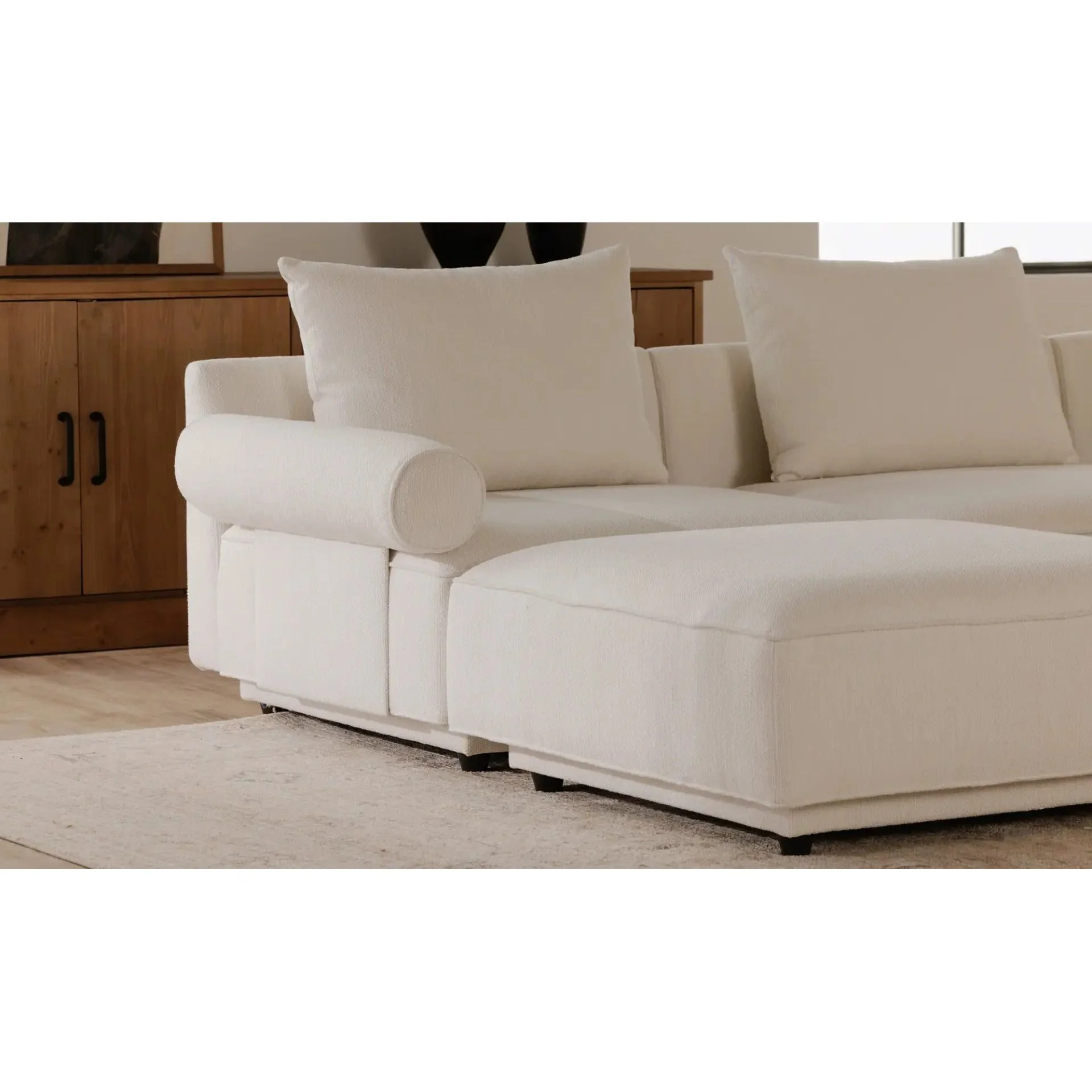 Moe's Home Collection Rosello White Left Arm Facing Chair - Image 3
