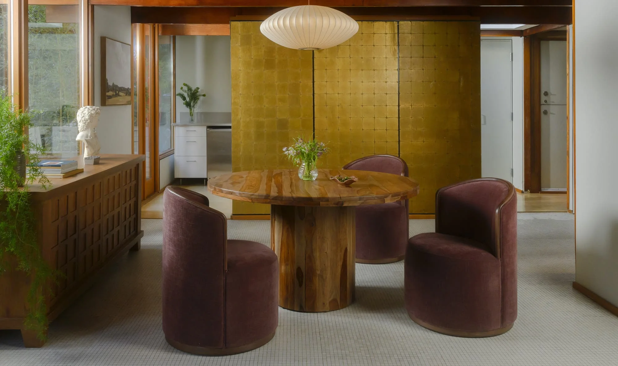 Moe's Home Rossi Swivel Dining Chair Berry - Image 3