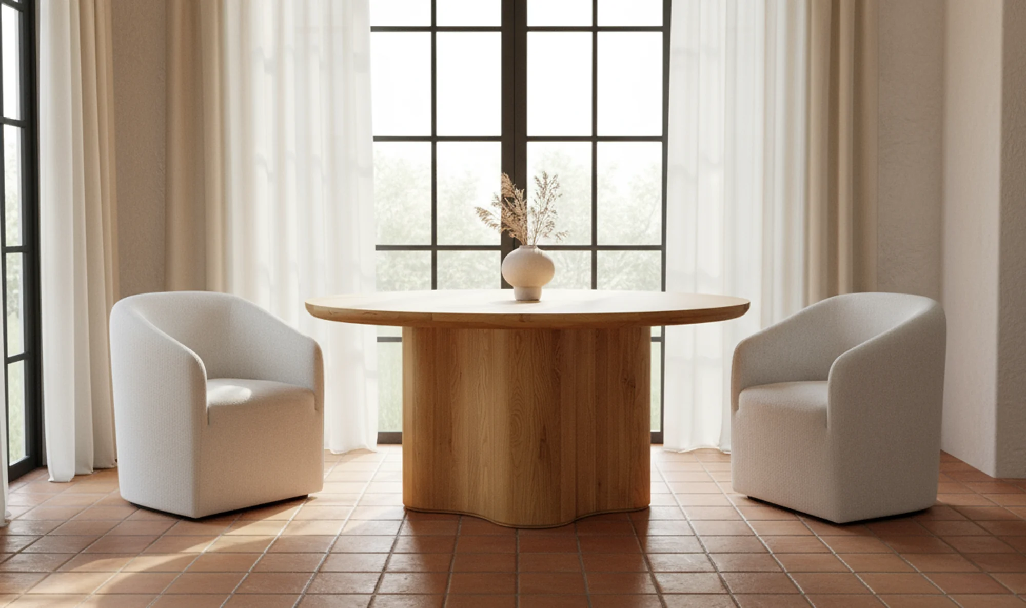 Moe's Home Sandy Rolling Dining Chair Off White - Image 2