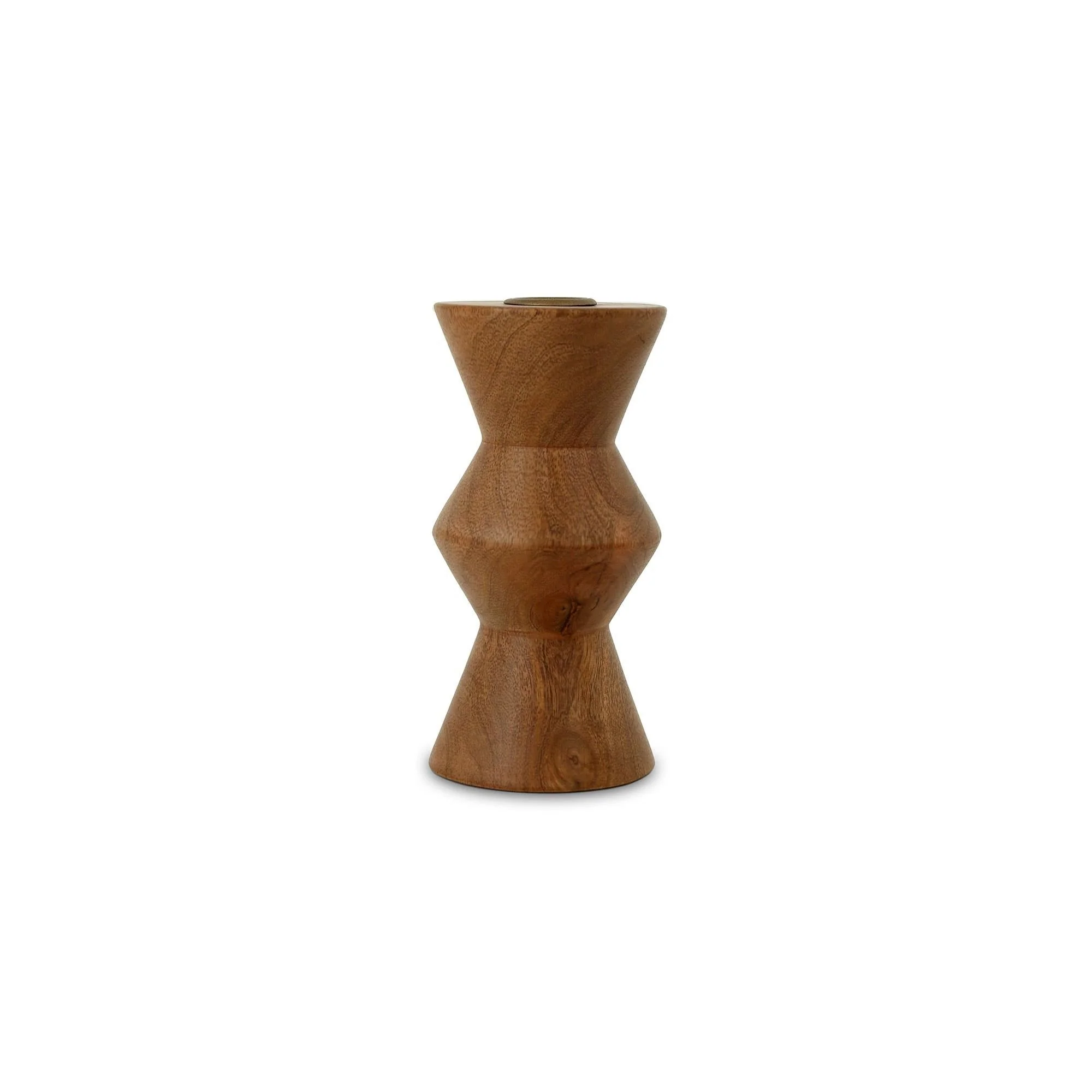 Moe's Home Sequence Small Wooden Candle Holder Brown