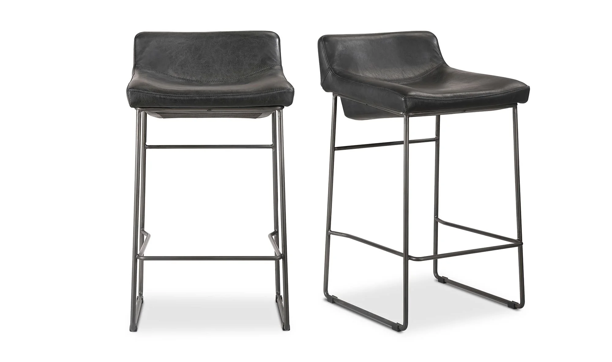 Moe's Home Starlet Counter Stool Onyx Black Leather - Set Of Two - Image 4