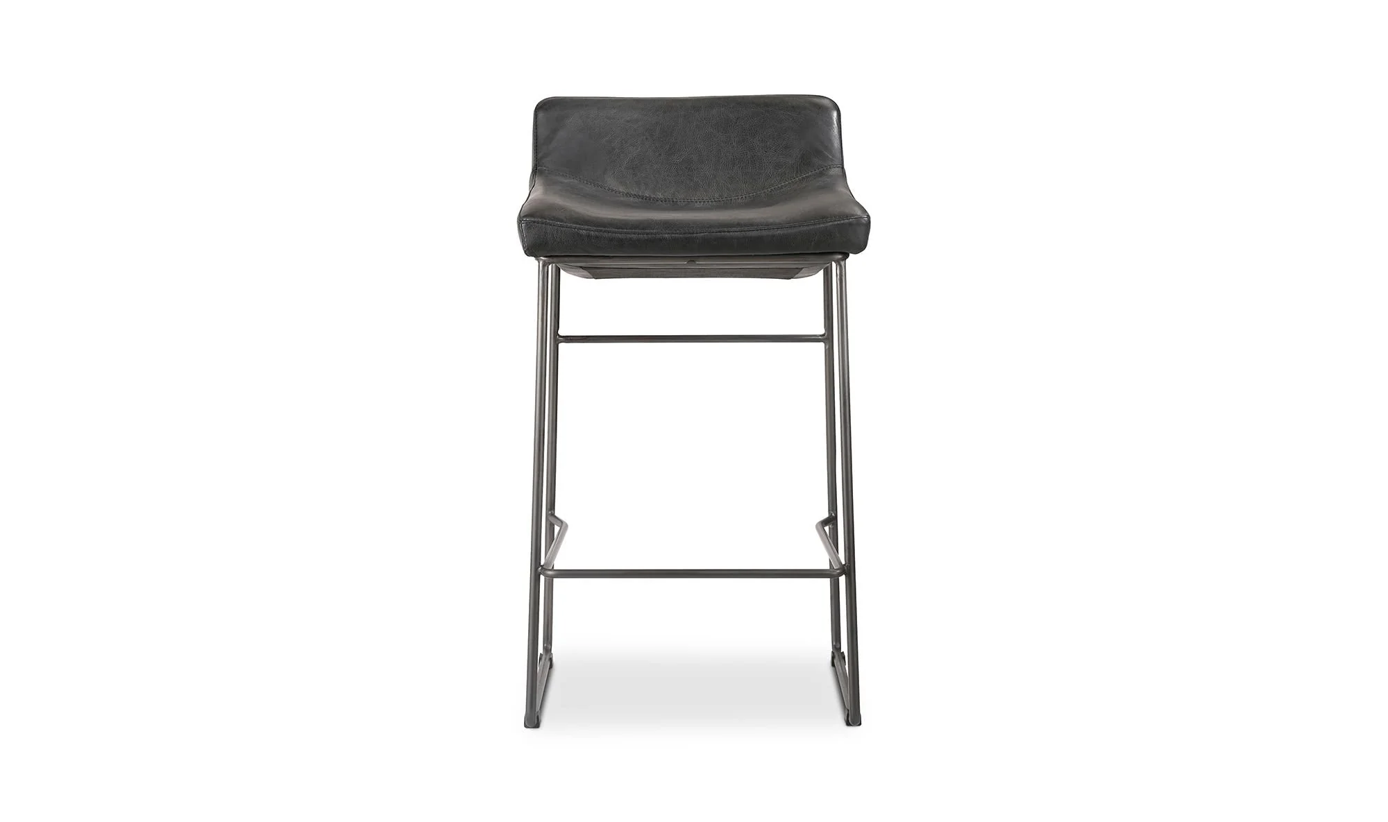 Moe's Home Starlet Counter Stool Onyx Black Leather - Set Of Two - Image 5