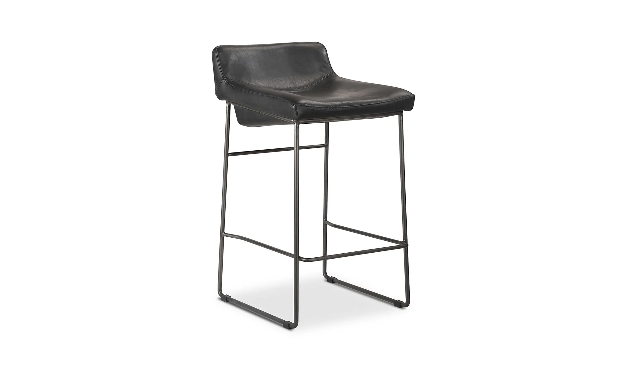 Moe's Home Starlet Counter Stool Onyx Black Leather - Set Of Two - Image 6