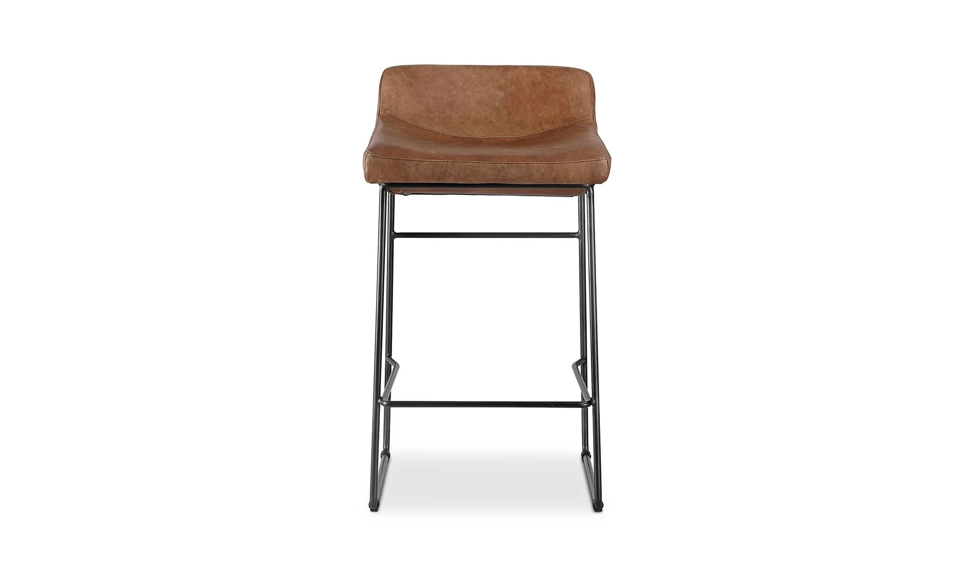 Moe's Home Starlet Counter Stool Open Road Brown Leather - Set Of Two - Image 3