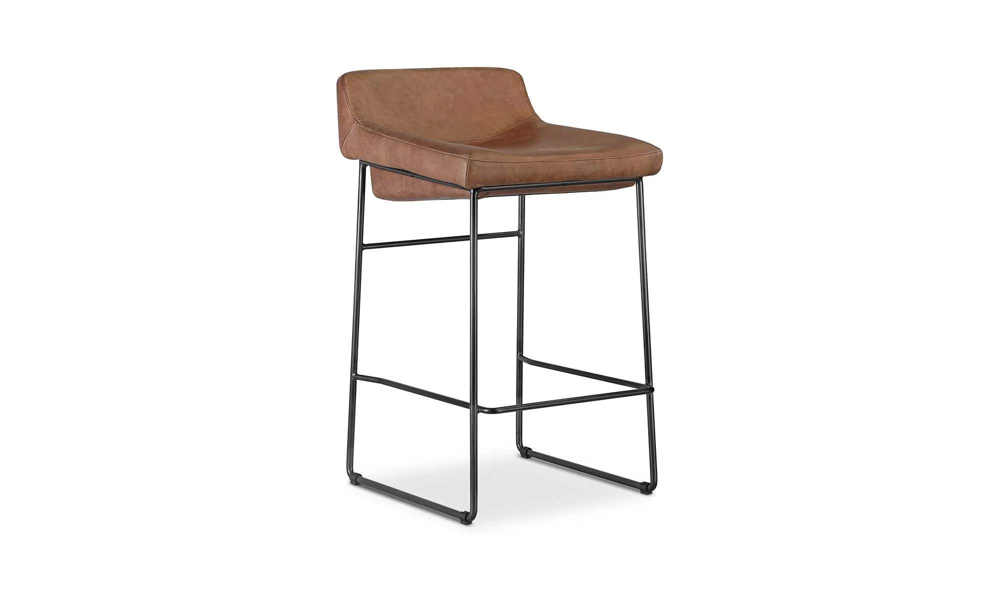 Moe's Home Starlet Counter Stool Open Road Brown Leather - Set Of Two - Image 4