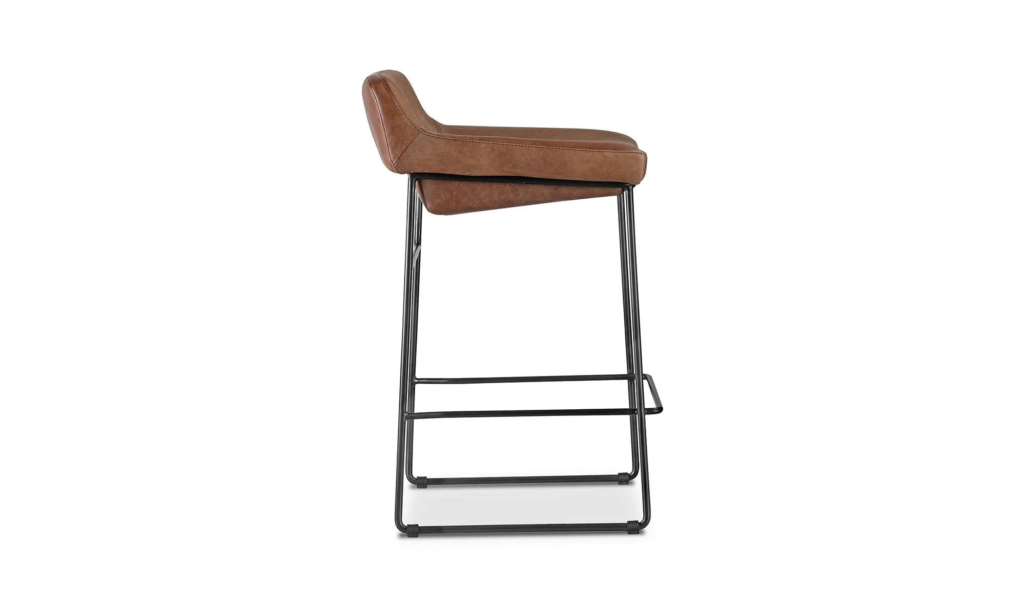 Moe's Home Starlet Counter Stool Open Road Brown Leather - Set Of Two - Image 5