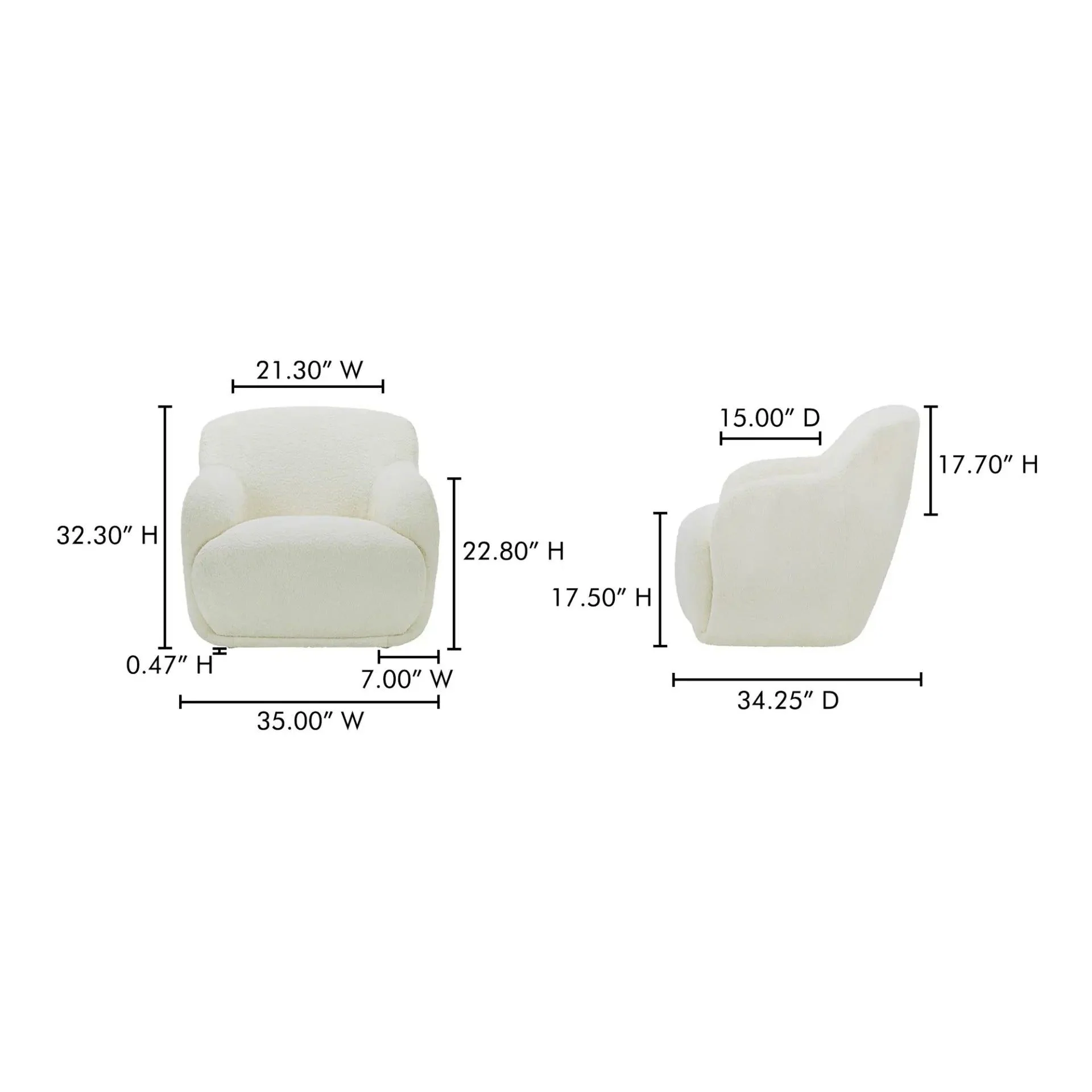 Moe's Home Collection Stevie Cream Lounge Chair - Image 10