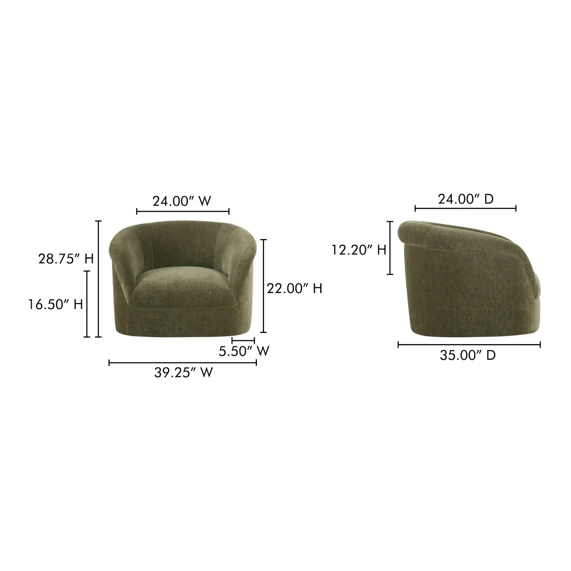 Moe's Home Collection Thora Dark Green Lounge Chair - Image 10