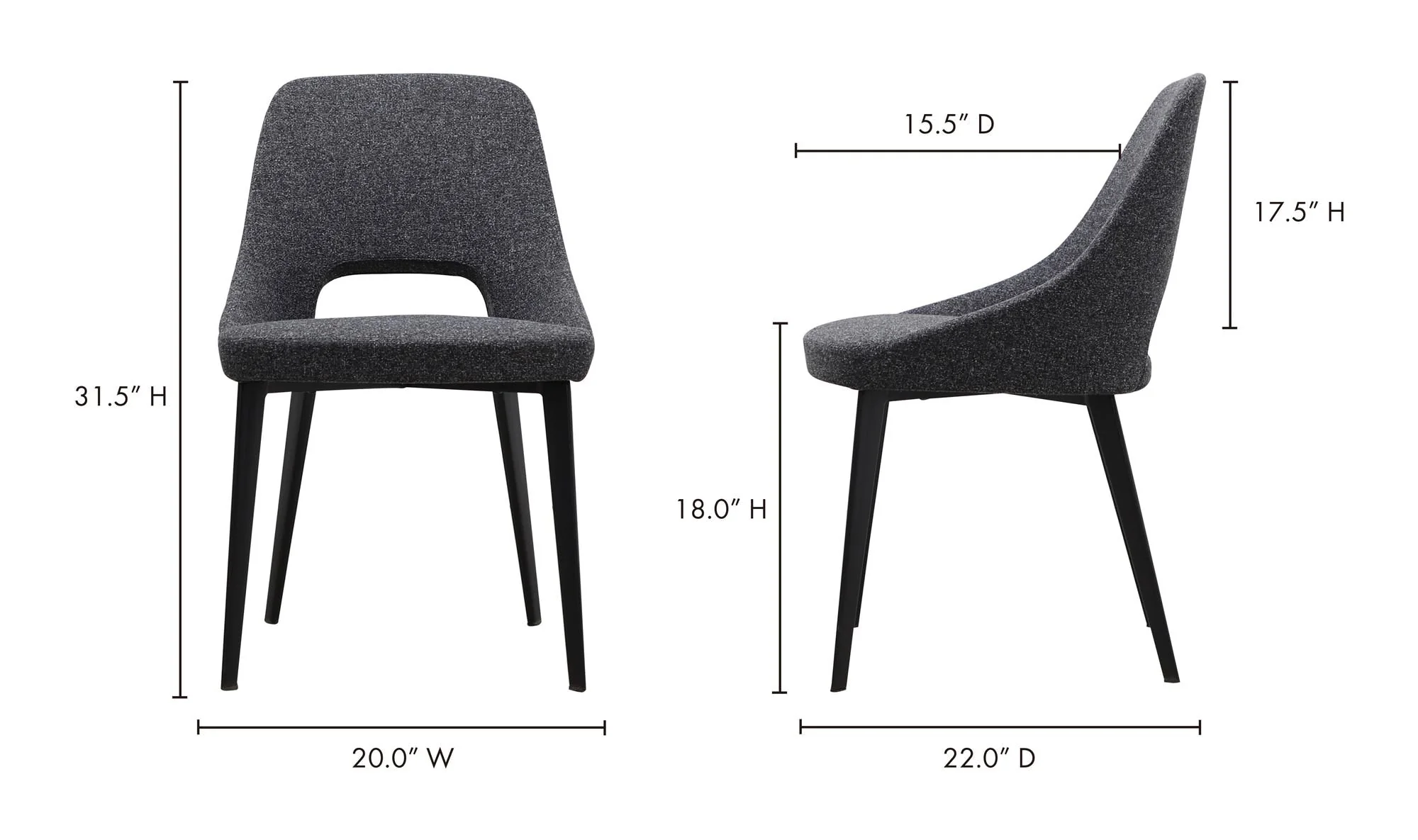 Moe's Home Tizz Dining Chair Dark Grey - Image 7