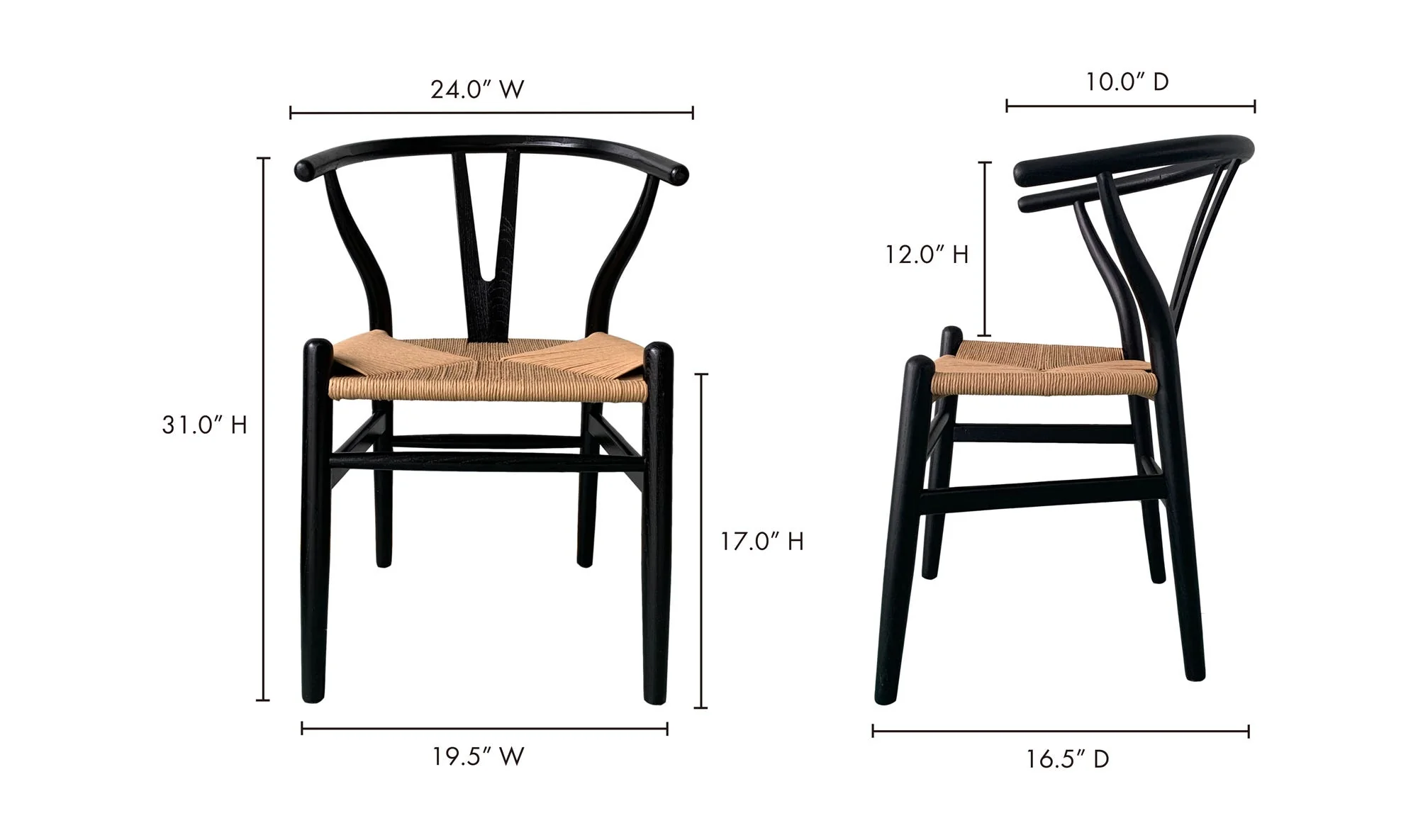 Moe's Home Ventana Dining Chair Black And Natural - Set Of Two - Image 11