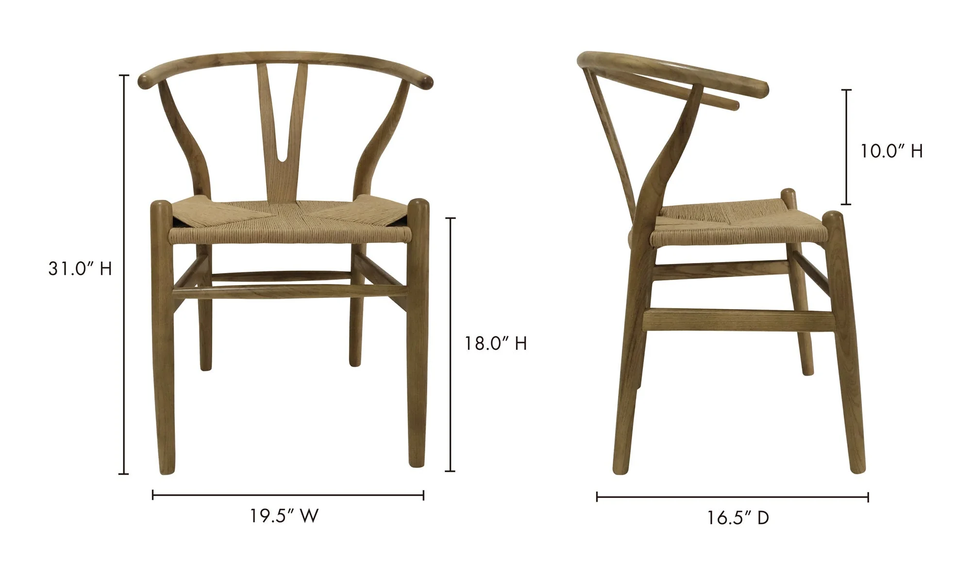 Moe's Home Ventana Dining Chair Natural - Set Of Two - Image 15