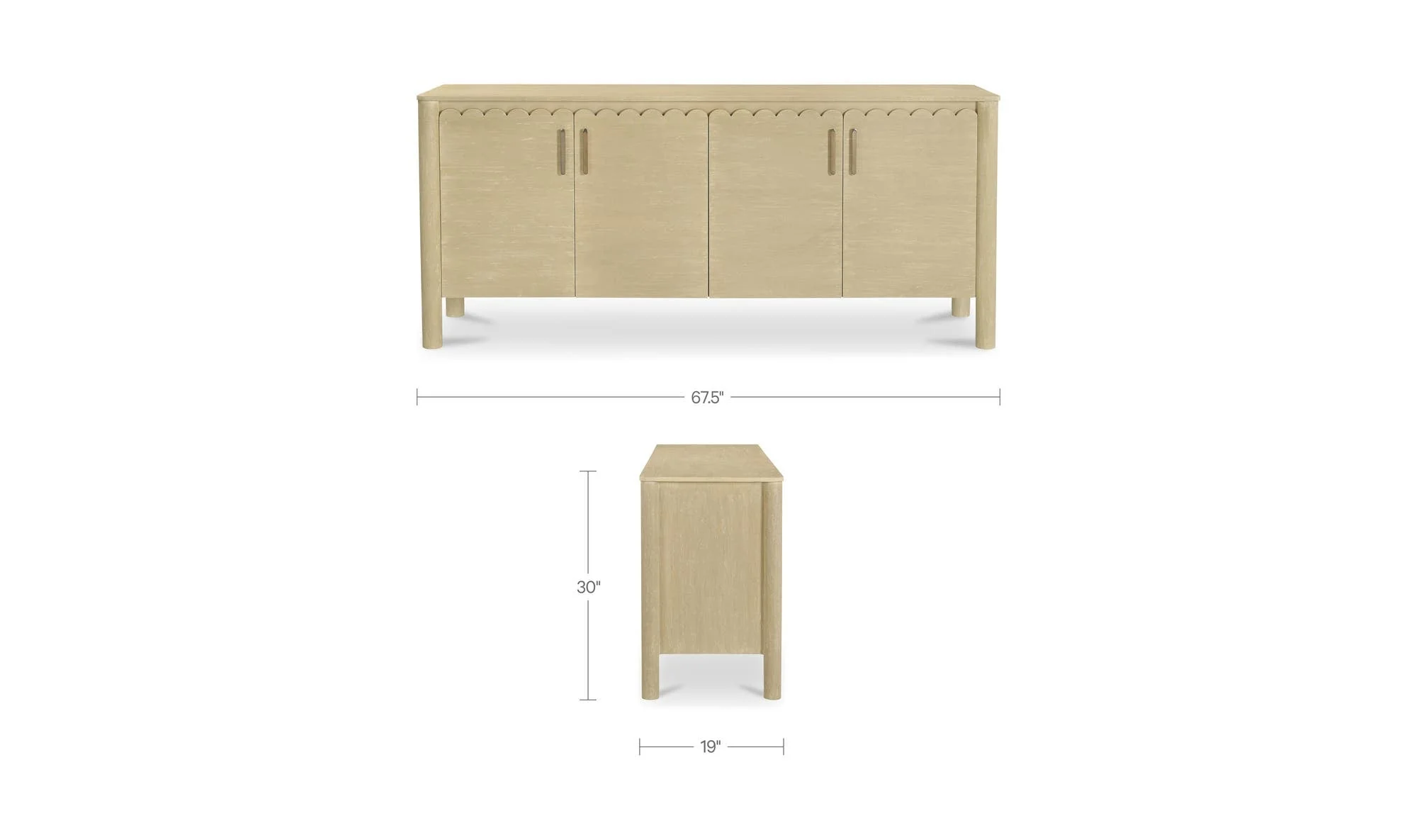 Moe's Home Wiley 4 Door Sideboard Natural - Image 14