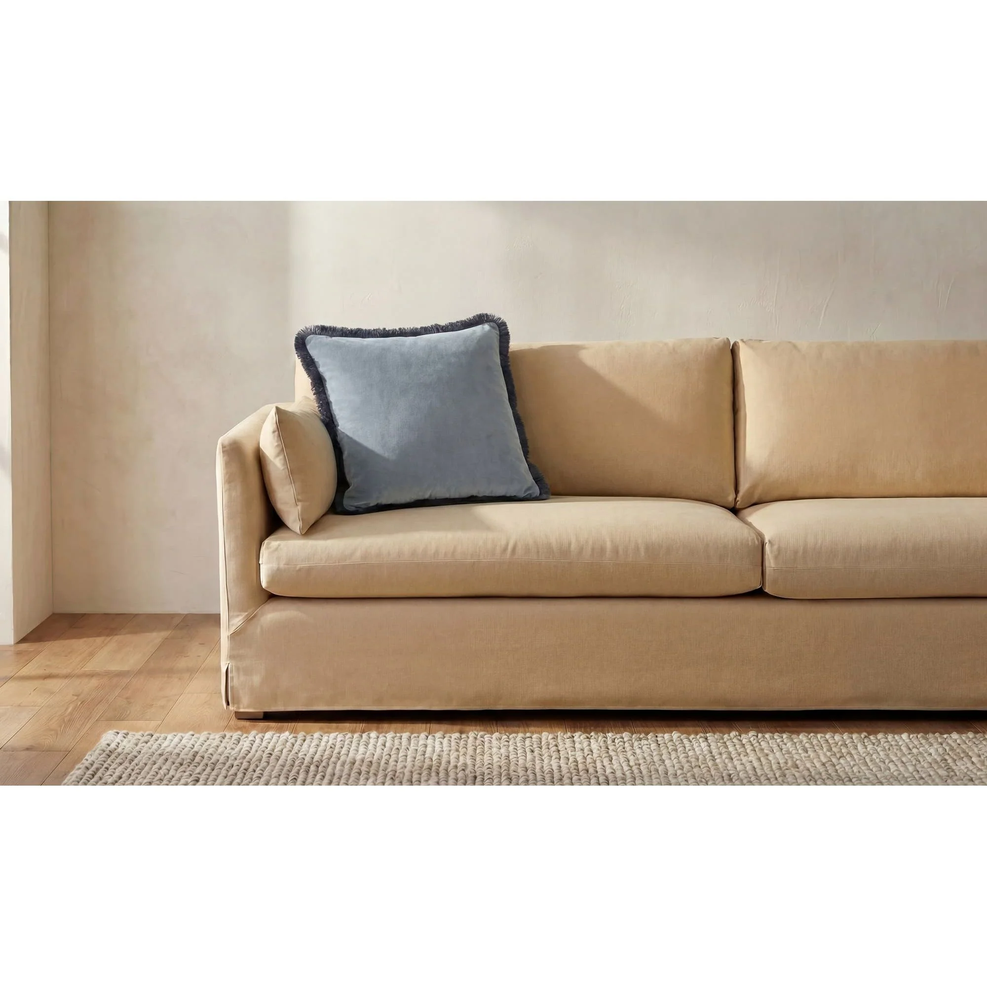 Moe's Home Yasmin Square Cushion Light Blue Faux Mohair - Image 2