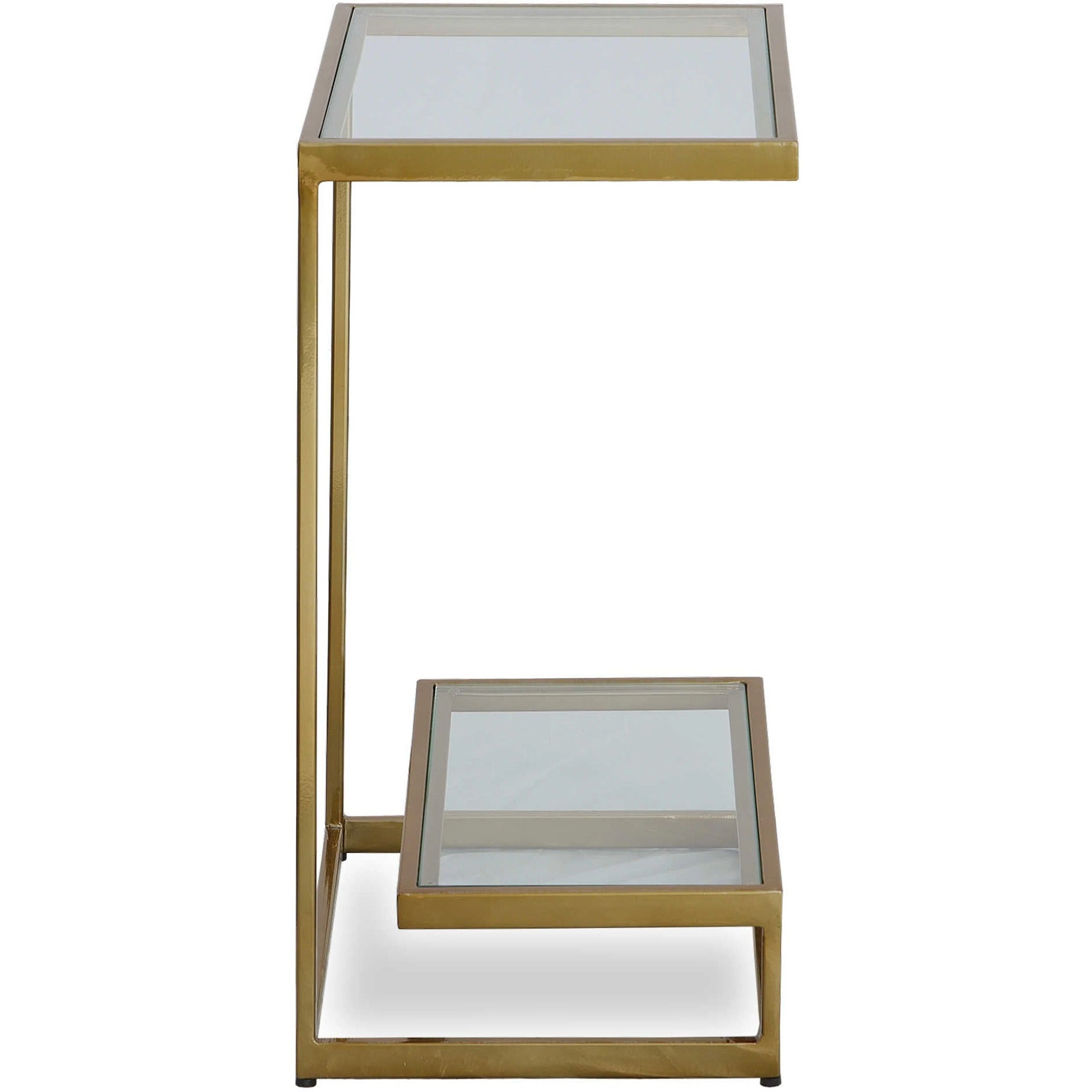 Uttermost Musing Glass Top With Brushed Brass Finished Iron Contemporary Accent Table - Image 4