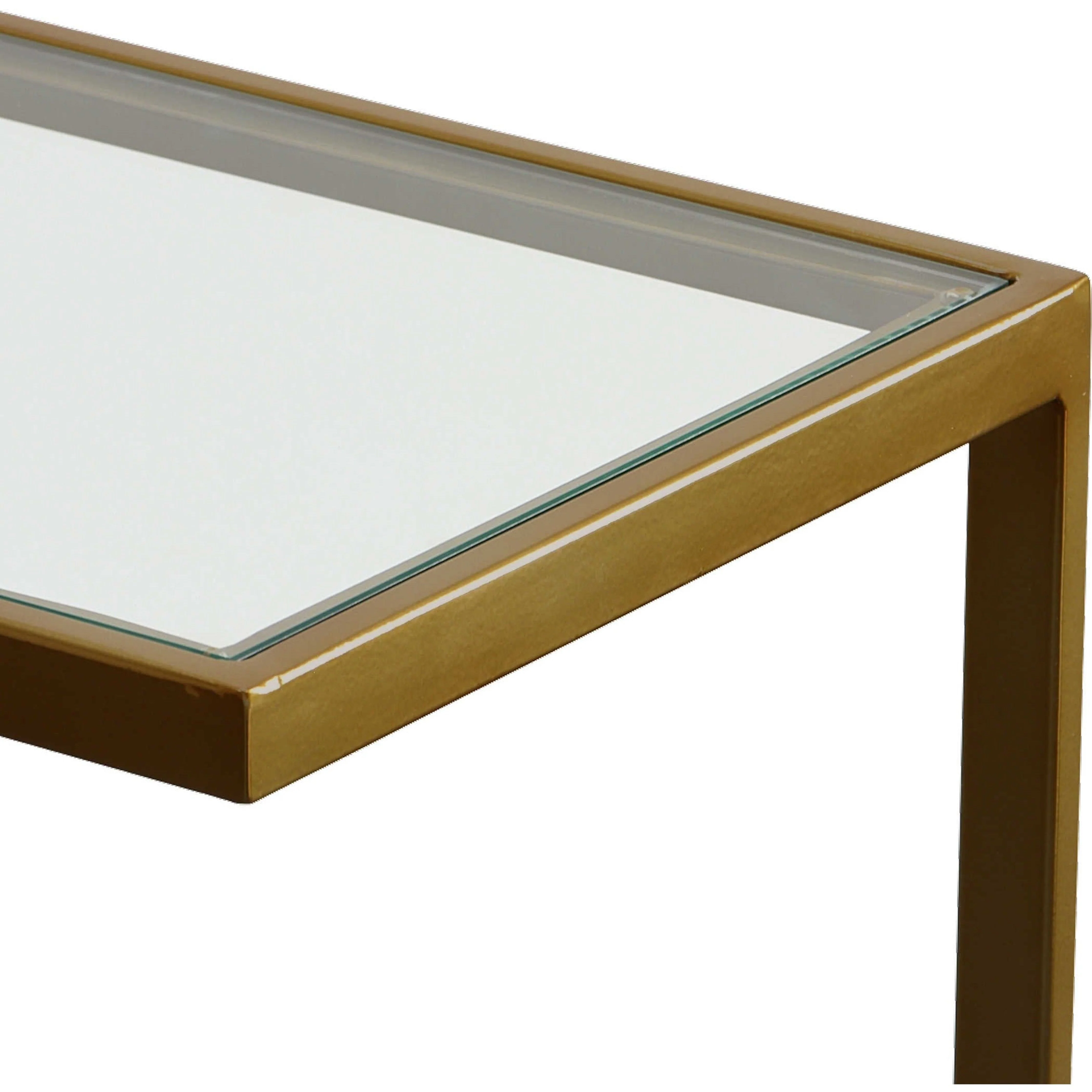 Uttermost Musing Glass Top With Brushed Brass Finished Iron Contemporary Accent Table - Image 5