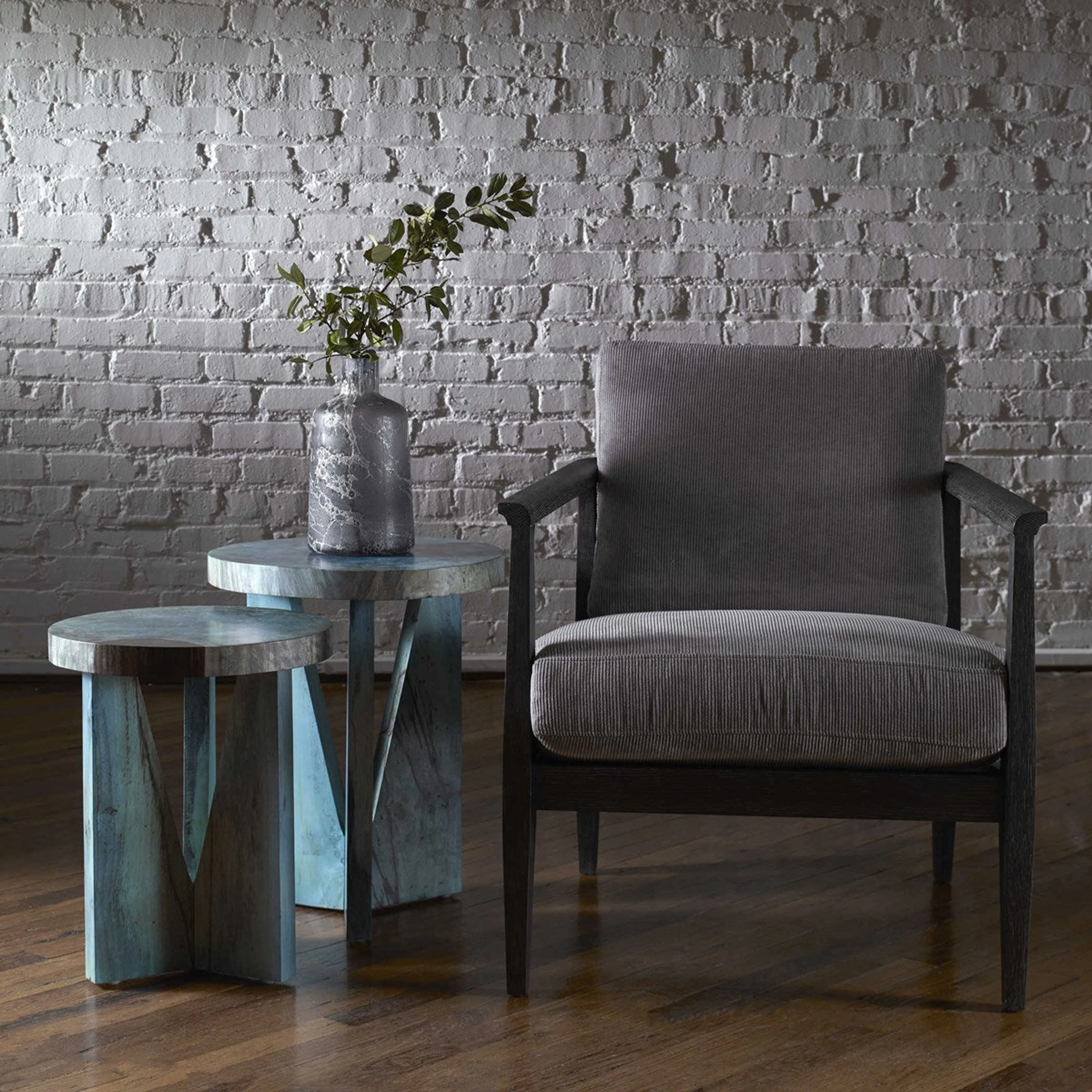 Uttermost Nadette Blue Green Wood Set of 2 Nesting Tables - Image 2