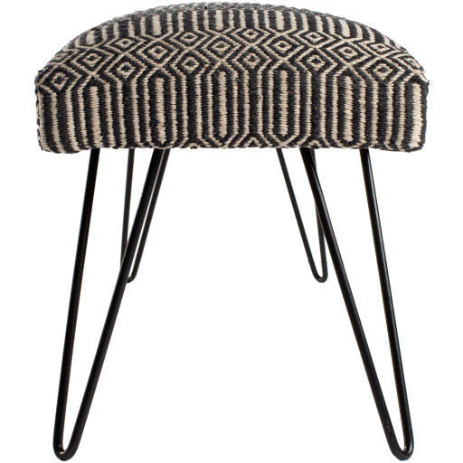 Surya Nakia Rustic Modern Hand Woven Fabric Bench With Black Metal Base NAK-001 - Image 3