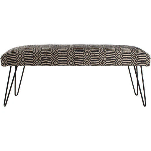 Surya Nakia Rustic Modern Hand Woven Fabric Bench With Black Metal Base NAK-001 - Image 5