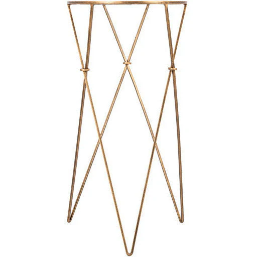 Surya Neo Geo Modern Glass Top Gold Metal Base Round Accent Side Table NGO-002 - Image 2