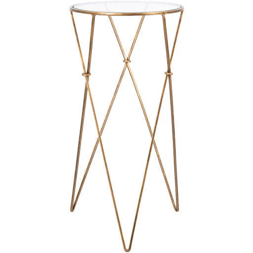 Surya Neo Geo Modern Glass Top Gold Metal Base Round Accent Side Table NGO-002 - Image 6