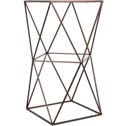 Surya Neo Geo Modern Glass Top With Metallic Copper Metal Base Accent Side Table NGO-003 - Image 2