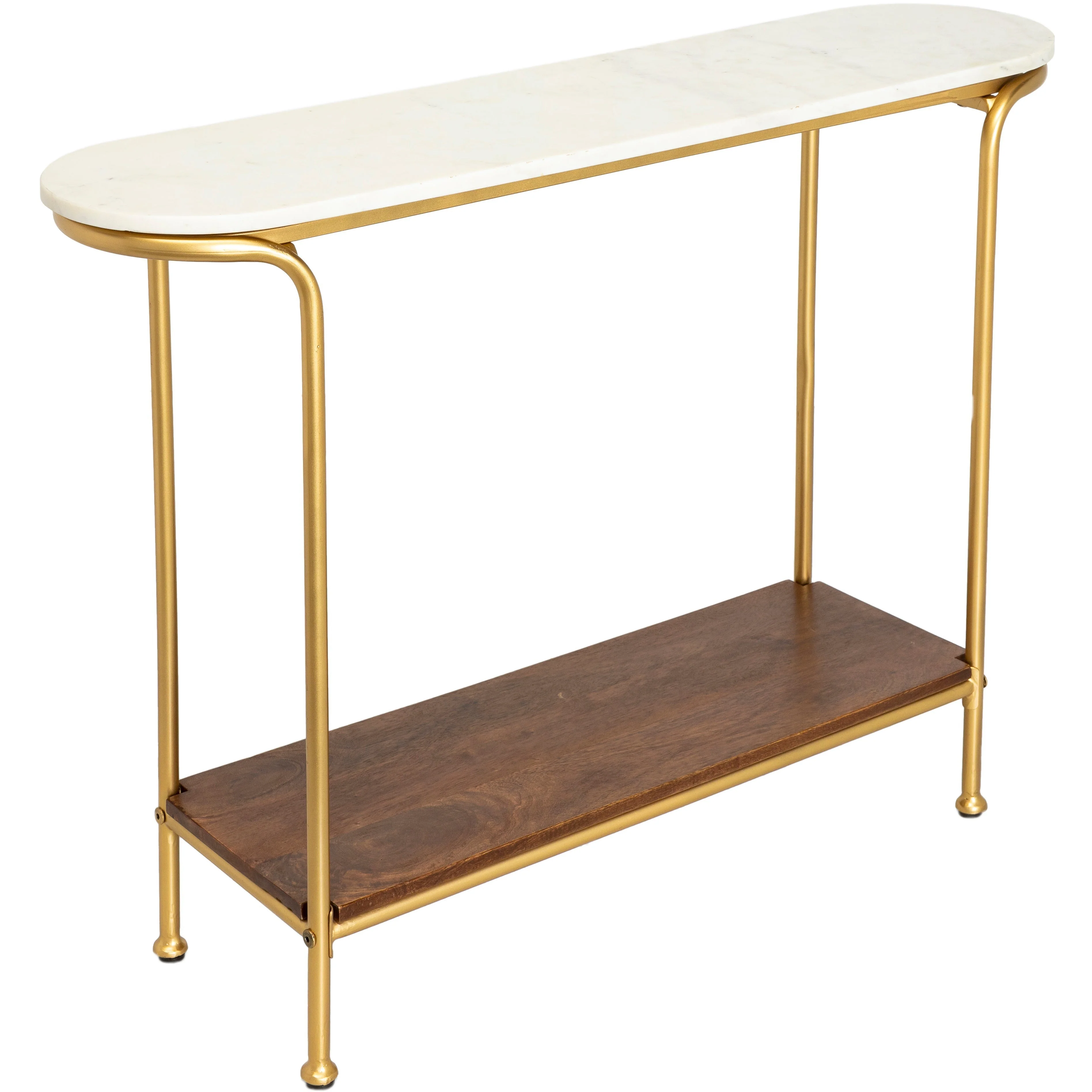 Surya Nicola Modern White Marble Top With Gold Metal Base Console Table NCL-100 - Image 3