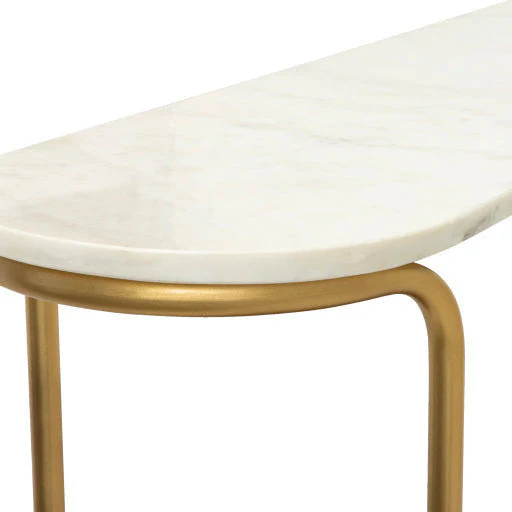Surya Nicola Modern White Marble Top With Gold Metal Base Console Table NCL-100 - Image 5