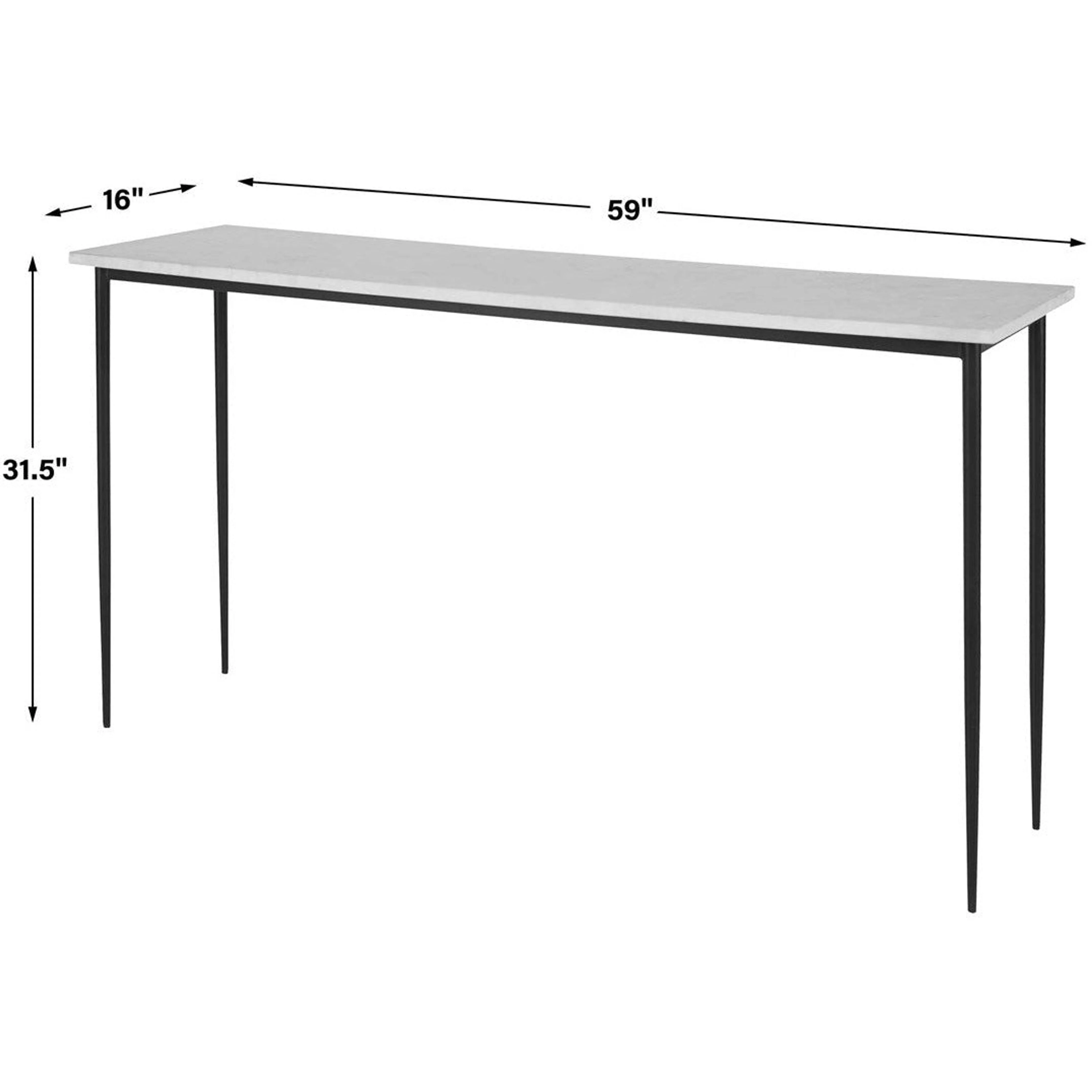 Uttermost Nightfall White Marble Top With Black Iron Base Modern Console Table - Image 7