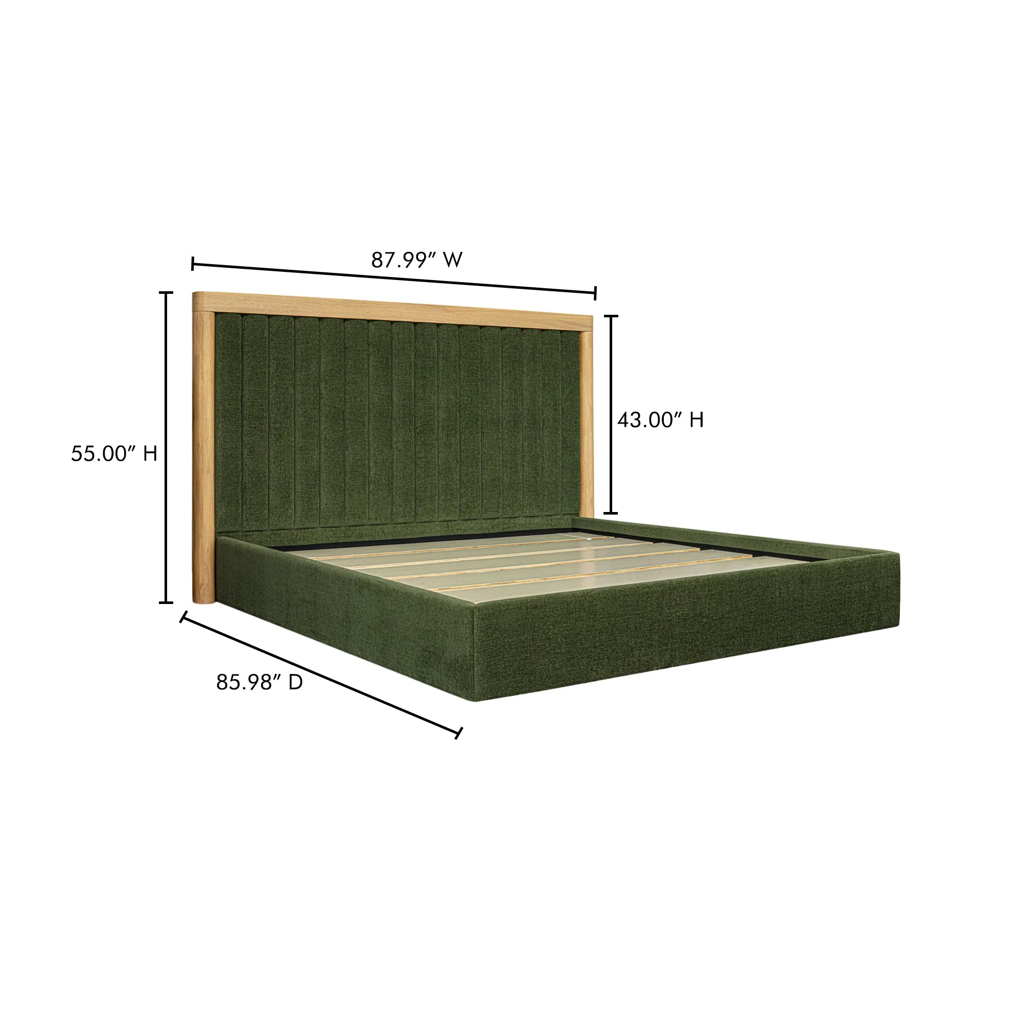 Moe's Home Collection Nina Green Upholstered King Size Bed - Image 15