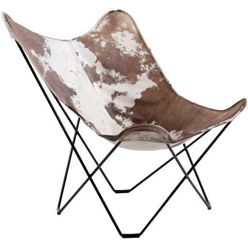 Surya Nizhoni Modern Leather Sling Chair With Black Metal Legs - Image 2