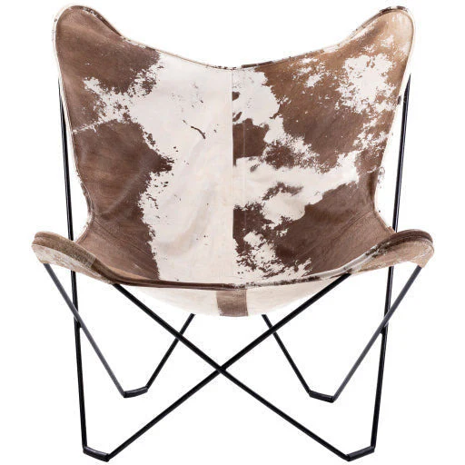 Surya Nizhoni Modern Leather Sling Chair With Black Metal Legs - Image 3