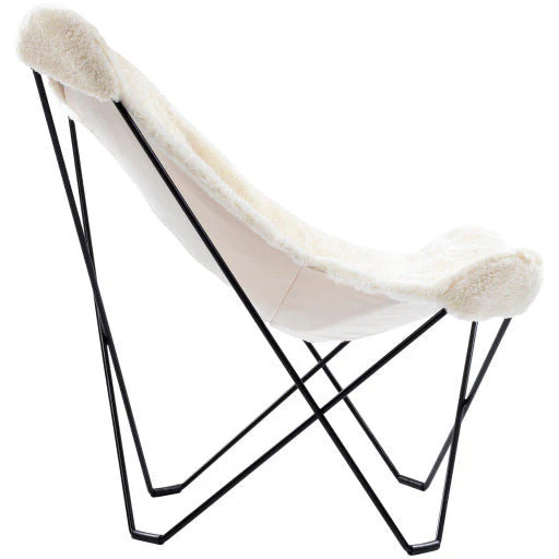Surya Modern Nizhoni White Sheepskin Sling Chair With Black Metal Legs - Image 4