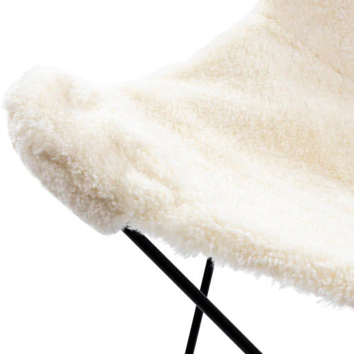 Surya Modern Nizhoni White Sheepskin Sling Chair With Black Metal Legs - Image 5