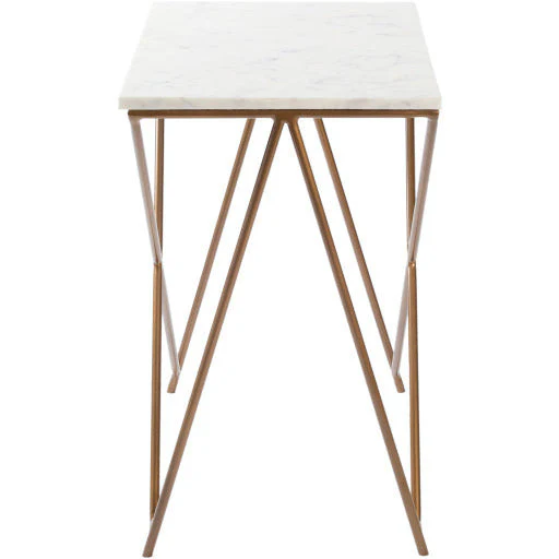 Surya Norah Modern White Marble Top With Gold Metal Base Accent Side Table NRH-001 - Image 6