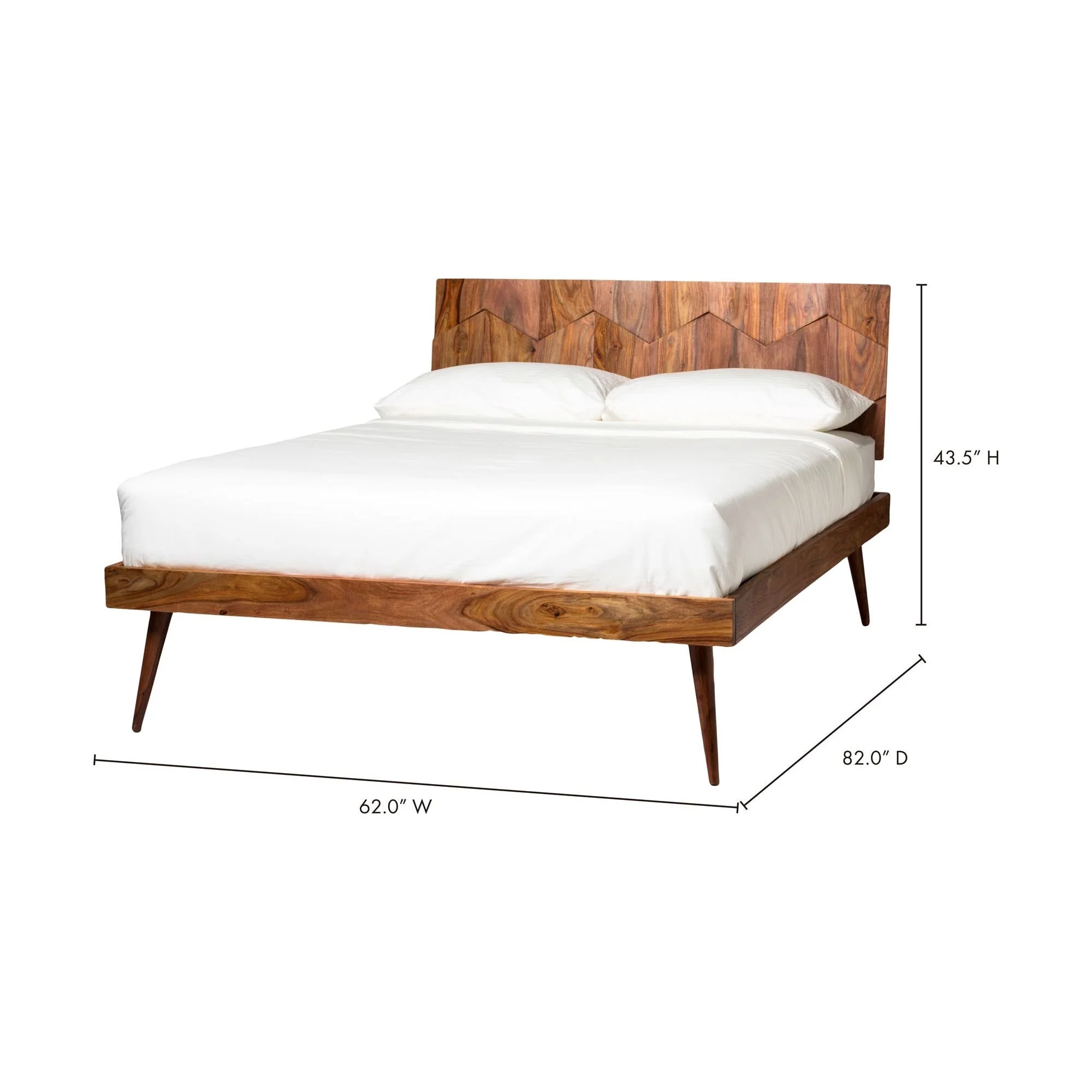 Moe's Home Collection O2 Dark Brown Sheesham Wood Queen Size Bed - Image 6