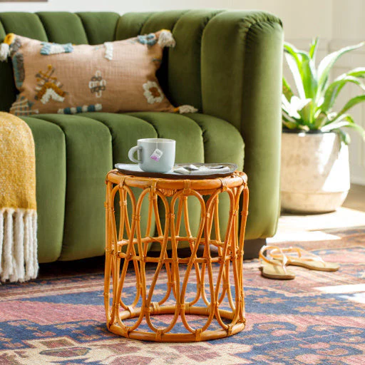 Surya Odyssey Modern Rattan Round Accent Side Table OSY-002