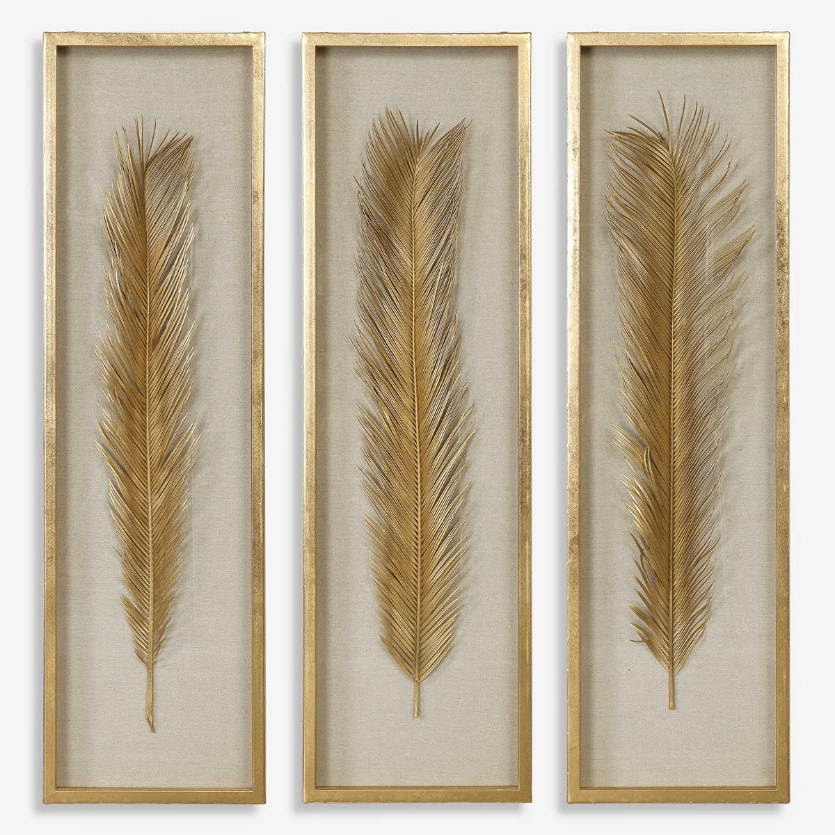Uttermost Palma Gold Leaf Set of 3 Shadow Box Frames