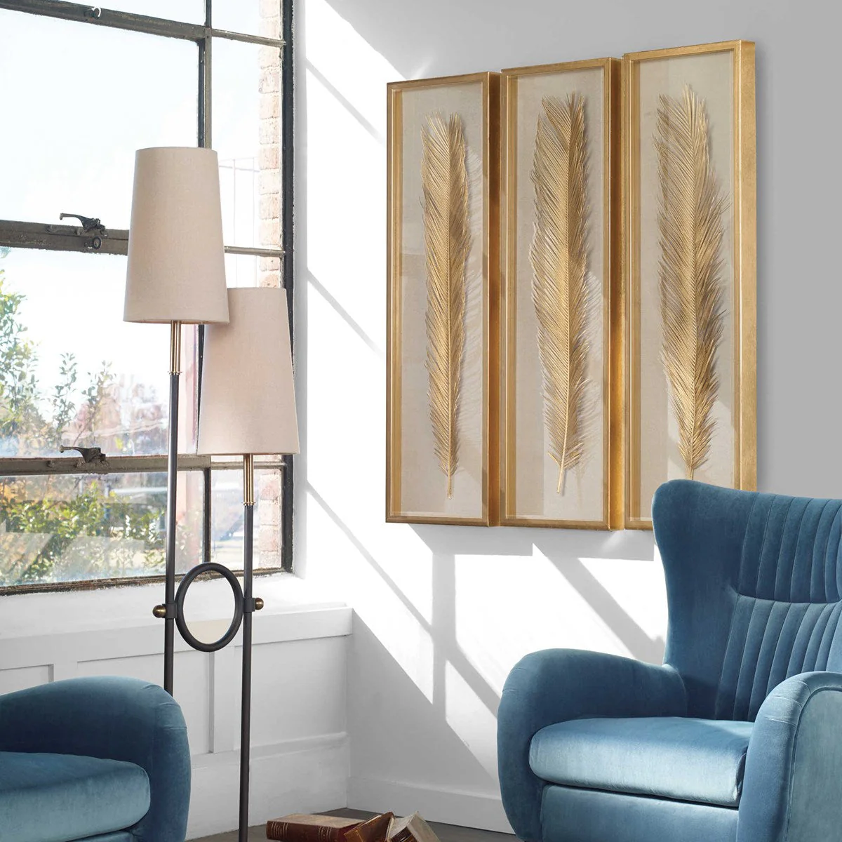 Uttermost Palma Gold Leaf Set of 3 Shadow Box Frames - Image 2